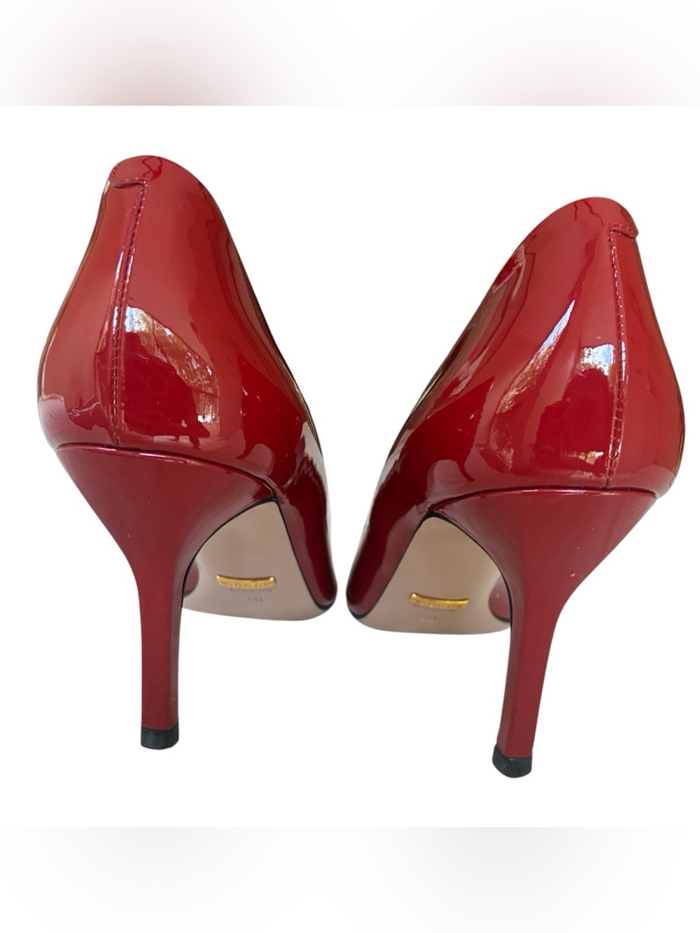 Gucci Red Patent Leather Classic Gold Horsebit Closed Toe Pump Heel Size US 10 - Picture 12 of 15